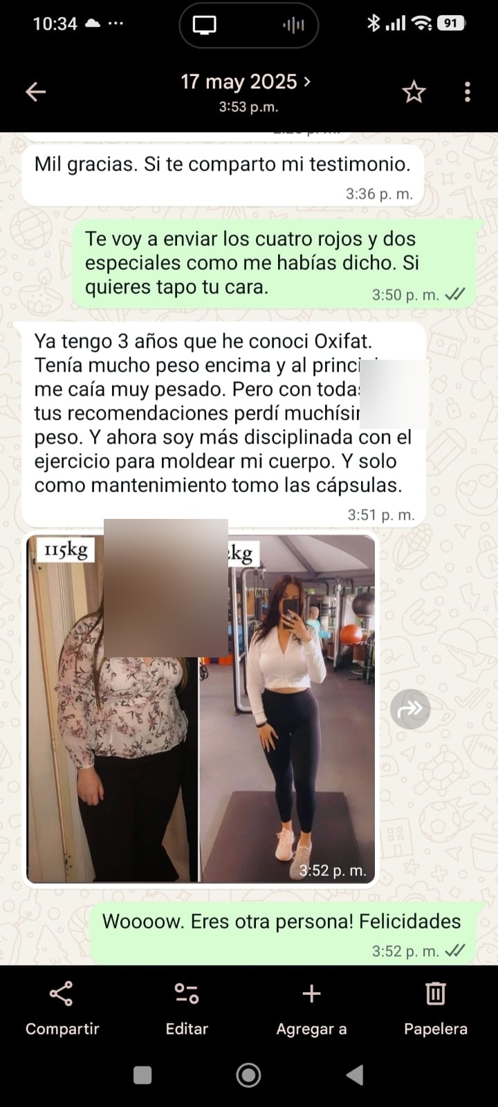 Testimonio de 115kg a 72kg con Oxifat